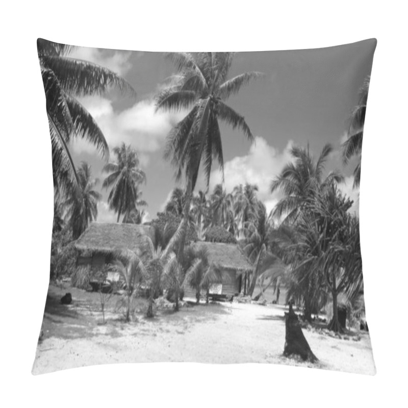 Personality  Serene Coastal Landscape With Arecales And Lush Vegetation Beneath A Blue Sky Pillow Covers