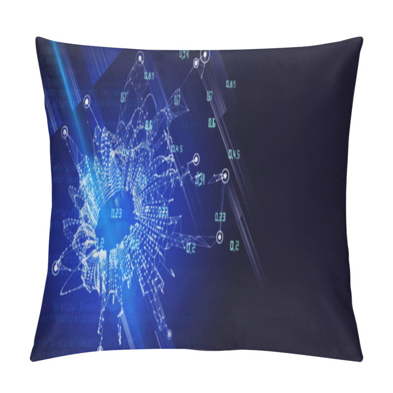 Personality  Abstract Technology Background With Polygonal Grid Analyze And Code. Analytics Algorithms Data. Quantum  Computing Concept. Big Data. Banner For Business, Science And Technology.  Pillow Covers