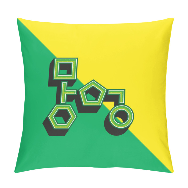 Personality  Block Scheme Of Geometrical Shapes Outlines Green And Yellow Modern 3d Vector Icon Logo Pillow Covers