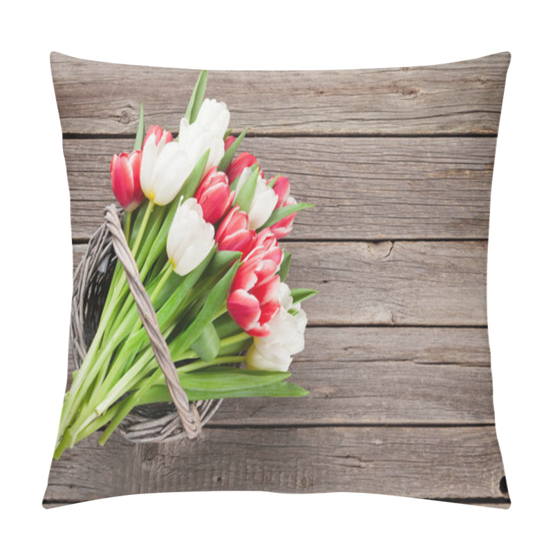 Personality  Red And White Tulips Bouquet Pillow Covers