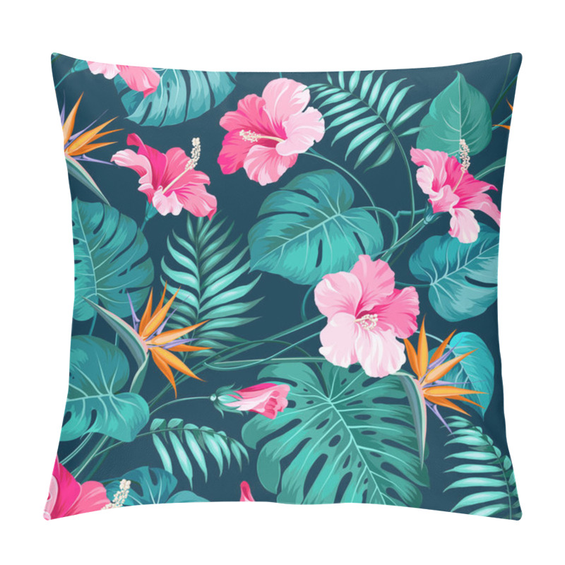 Personality  Blossom Flowers For Seamless Pattern Background. Tropical Flower Fashion Pattern. Tropic Flowers For Nature Background. Pillow Covers