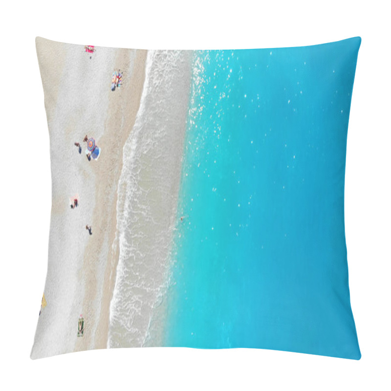 Personality  Aerial. Sea Beach With People. Top View. Pillow Covers