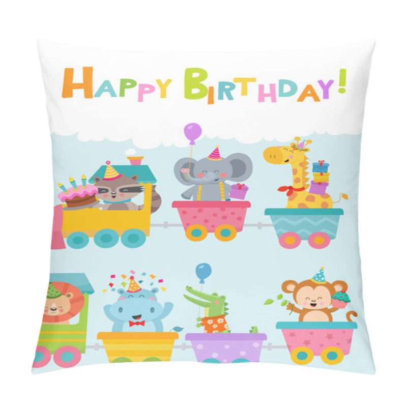 Personality  Birthday Animals On Train Pillow Covers