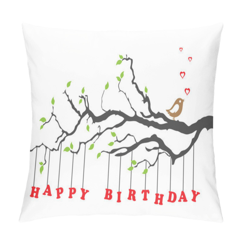 Personality  Happy Birthday Card With Bird Pillow Covers