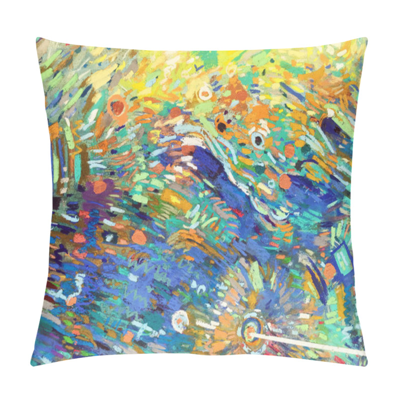 Personality  Abstract Expressionism Style With Light Clouds, Blue Sky. Modern Textures With Multicolored Dots, Vivid Spots, Impressionistic Strokes. Artistic Vibrant Background Nonskid Paint. Naive Backdrop. Pillow Covers