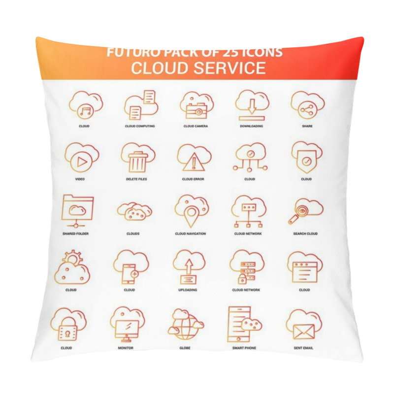 Personality  Orange Futuro 25 Cloud Service Icon Set Pillow Covers