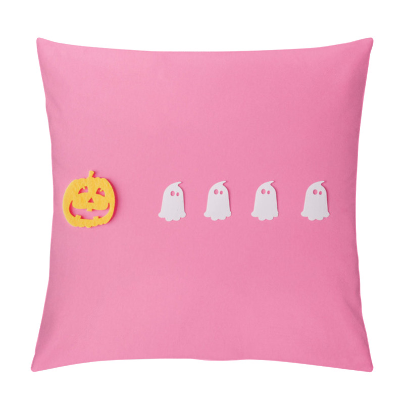 Personality  Creative Layout Made With Jack O Lantern And Ghosts. Minimal Flat Lay. Halloween Concept. Pillow Covers