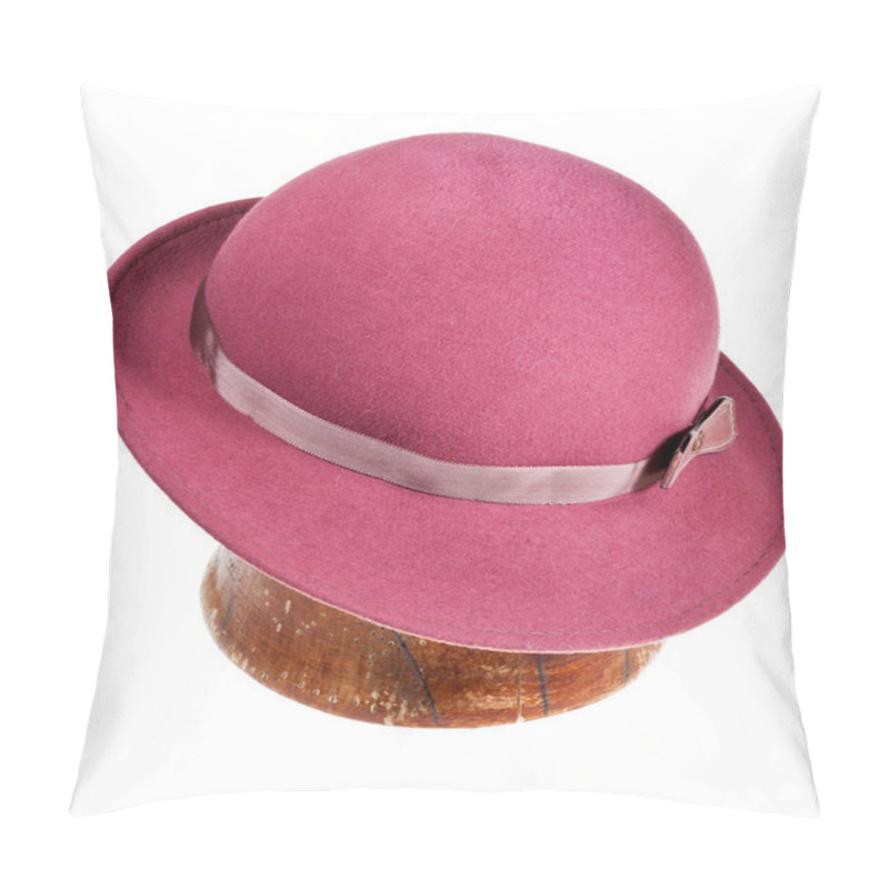 Personality  Felt Hat With Wide Brim On Wooden Block Pillow Covers