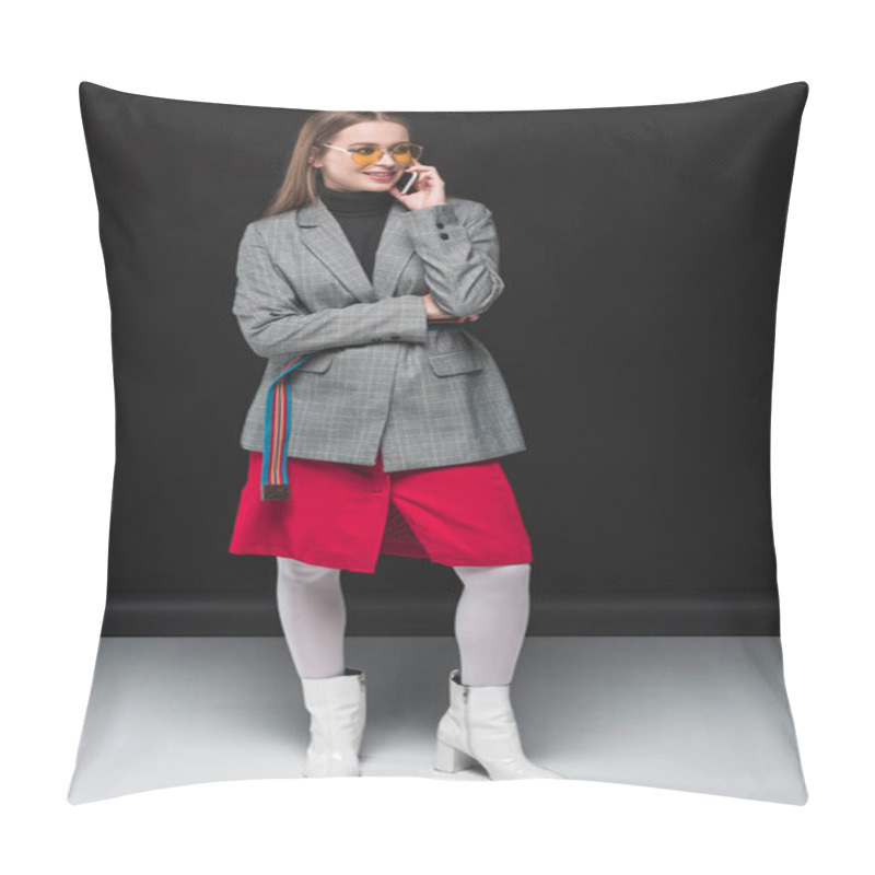 Personality  Woman Talking By Smartphone Pillow Covers