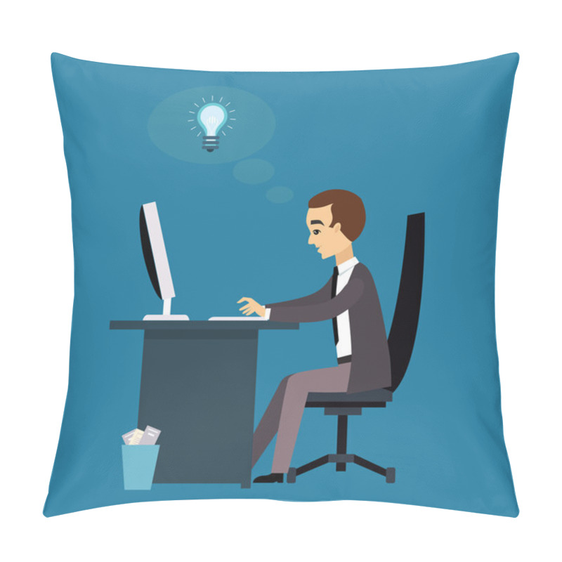 Personality  Man Works With A Laptop. Pillow Covers