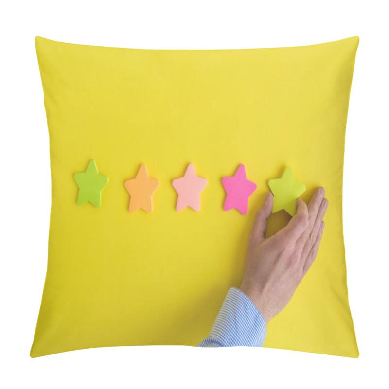 Personality  Man Hand Giving Five Star Rating Abstract. Pillow Covers