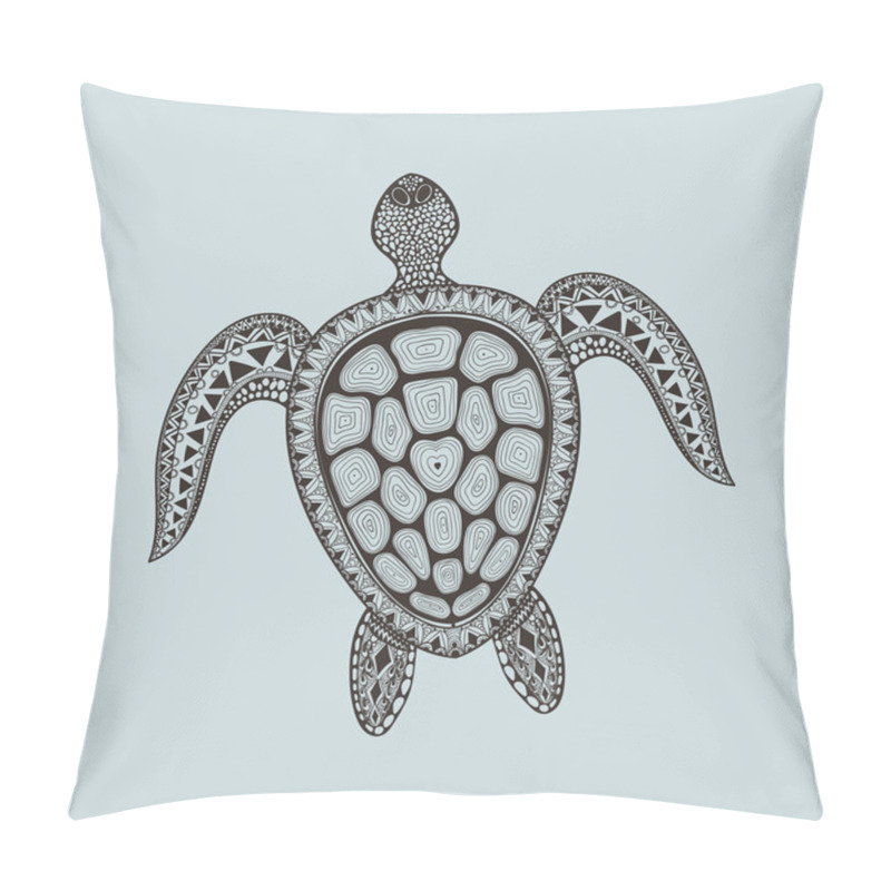 Personality  Zentangle Stylized Turtle. Hand Drawn Aquatic Doodle Vector Illu Pillow Covers