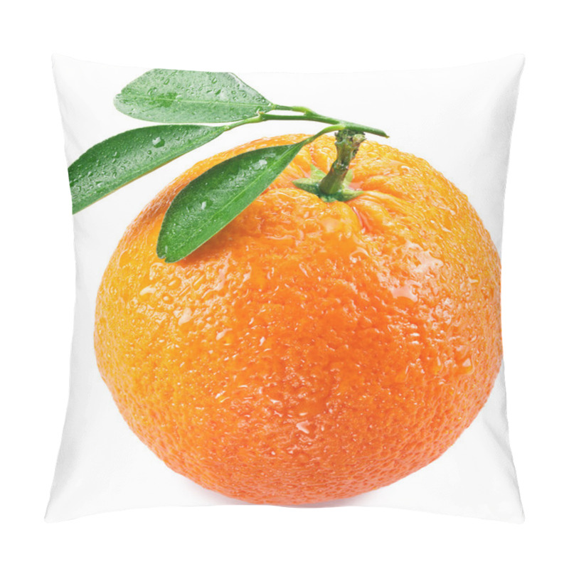 Personality  Orange With Leaves Isolated On A White Background. Pillow Covers