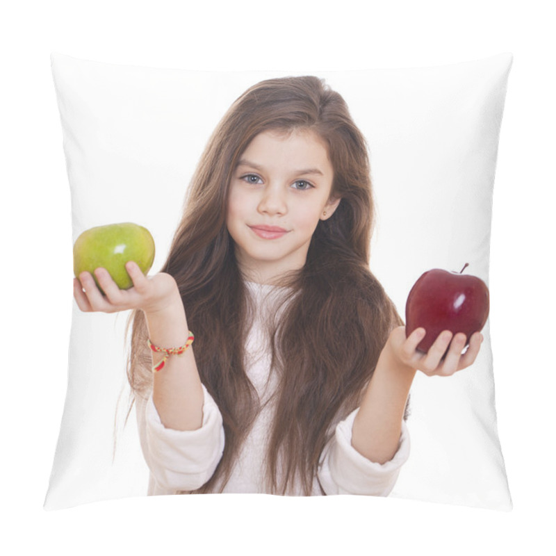 Personality  Little Girl Holding Two Apples Pillow Covers