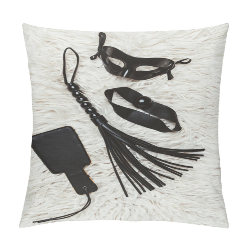 Personality  Spanking And Whipping Gags With Black Mask On White Carpet Pillow Covers