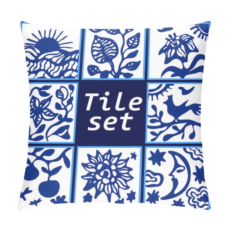 Personality  Set Of 8 Ceramic Tiles With Hand Drawn Vector Patterns. Pillow Covers