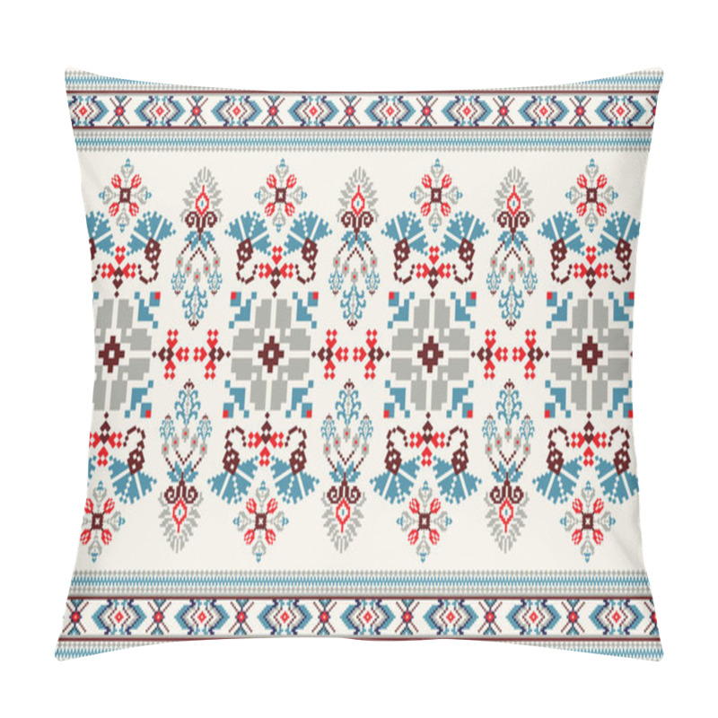 Personality  Beautiful Knitted Embroidery.geometric Ethnic Oriental Pattern Traditional On Cream Background.Aztec Style,abstract,vector,illustration.design For Texture,fabric,clothing,wrapping,decoration,carpet. Pillow Covers