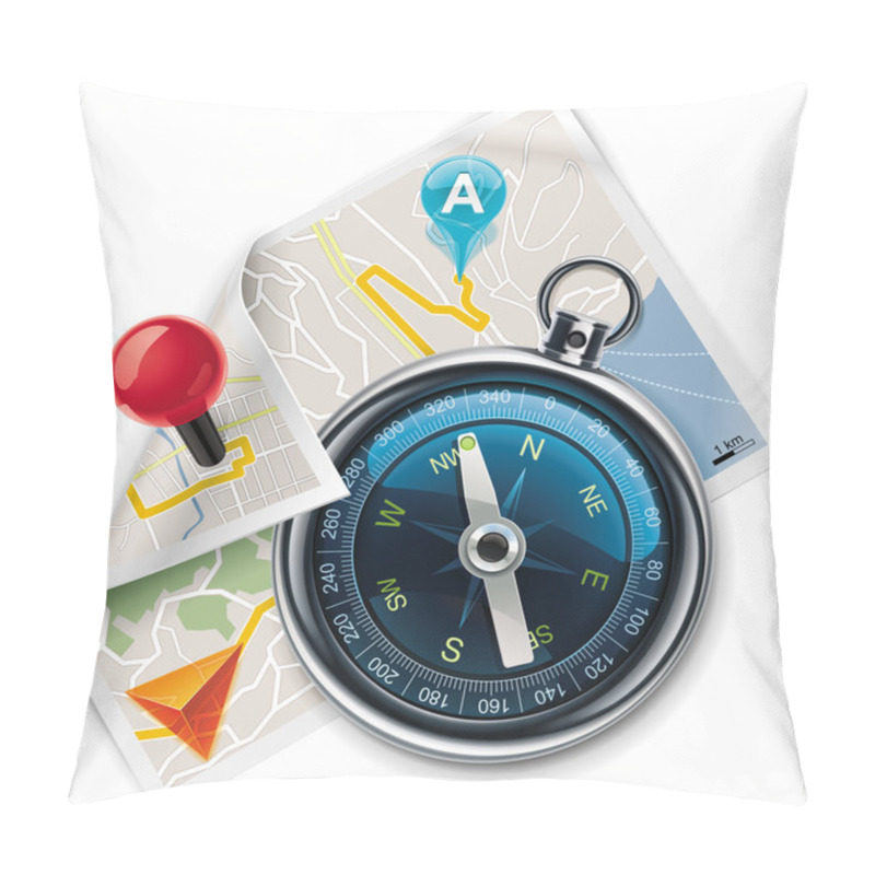 Personality  Vector Navigation-route Map XXL Detailed Icon Pillow Covers