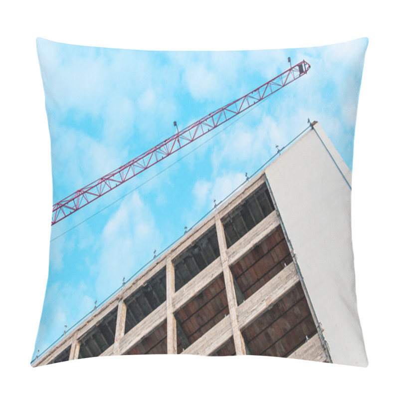 Personality  Modern Construction Cranes Above Blue Sky Pillow Covers