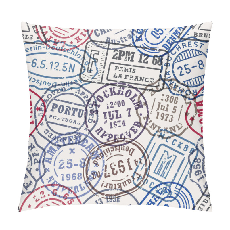 Personality  Postal Stamps Seamless Pattern Vector Background Template Pillow Covers