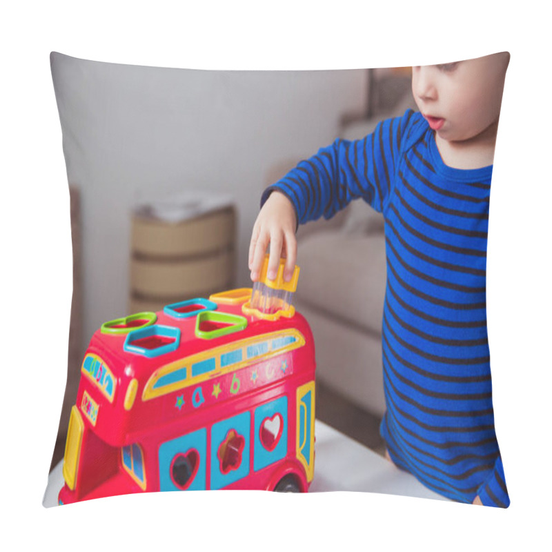 Personality  The Little Cute Boy Playing With Developing Toys At Home Pillow Covers