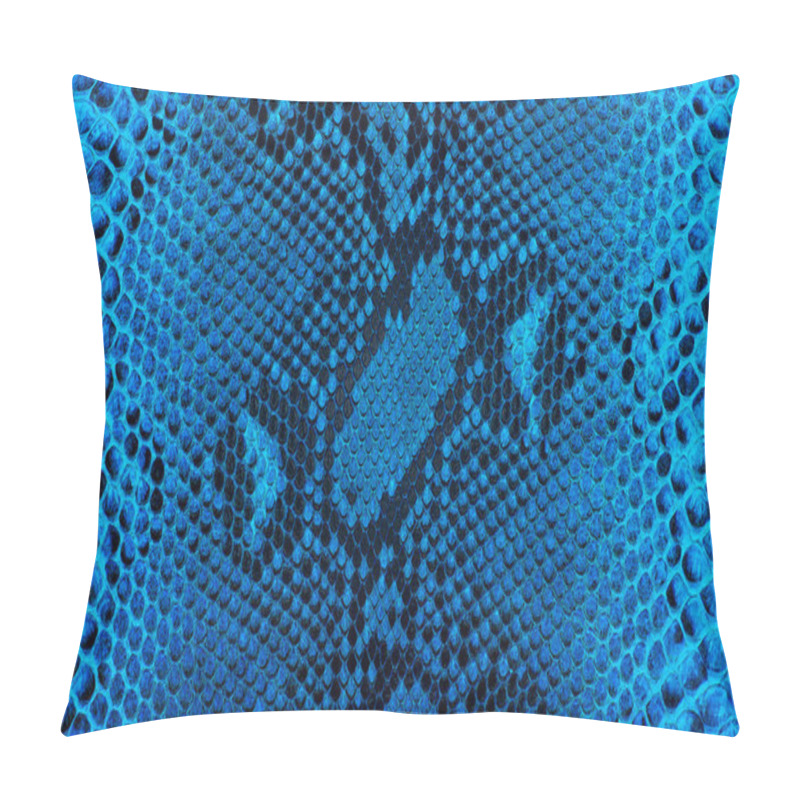 Personality  Reticulated Python Skin As Background. Blue Snake Skin. Pillow Covers