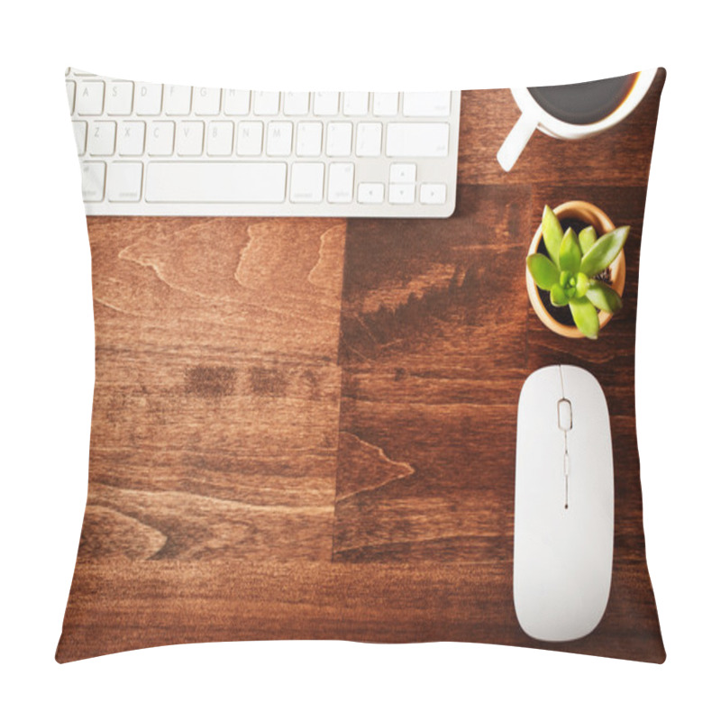 Personality  Neat Workstation On A Wooden Desk Pillow Covers