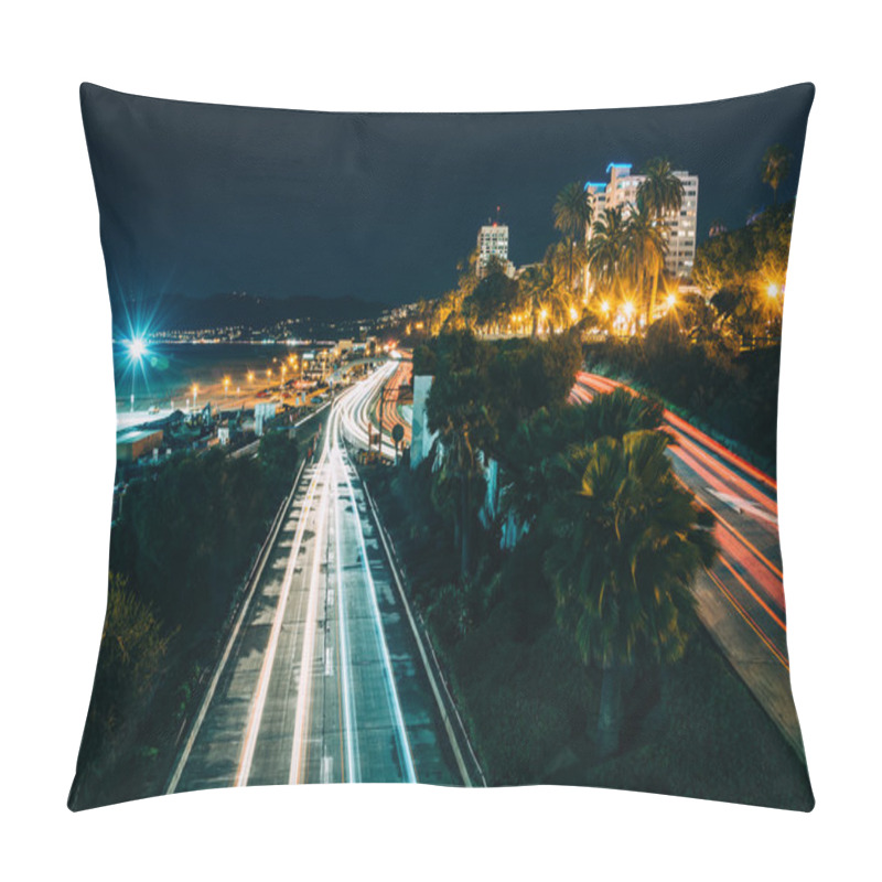 Personality  Traffic On Pacific Coast Highway At Night, In Santa Monica, Cali Pillow Covers