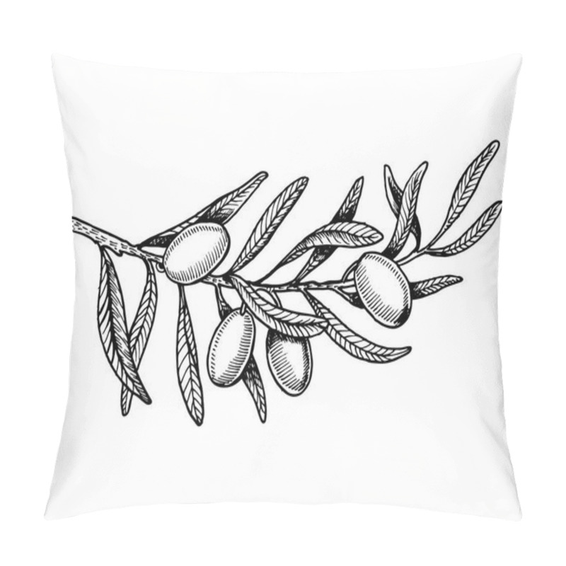 Personality  Olive Branch Engraving Style Vector Illustration Pillow Covers