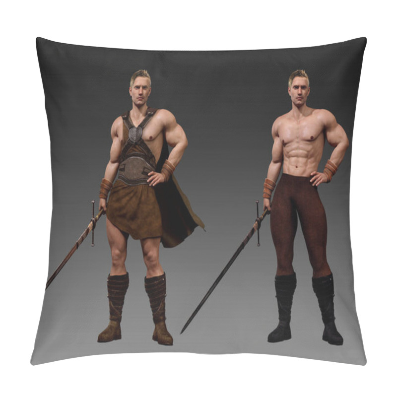 Personality  Fantasy Medieval Warriors, Two Versions With Sword Pillow Covers