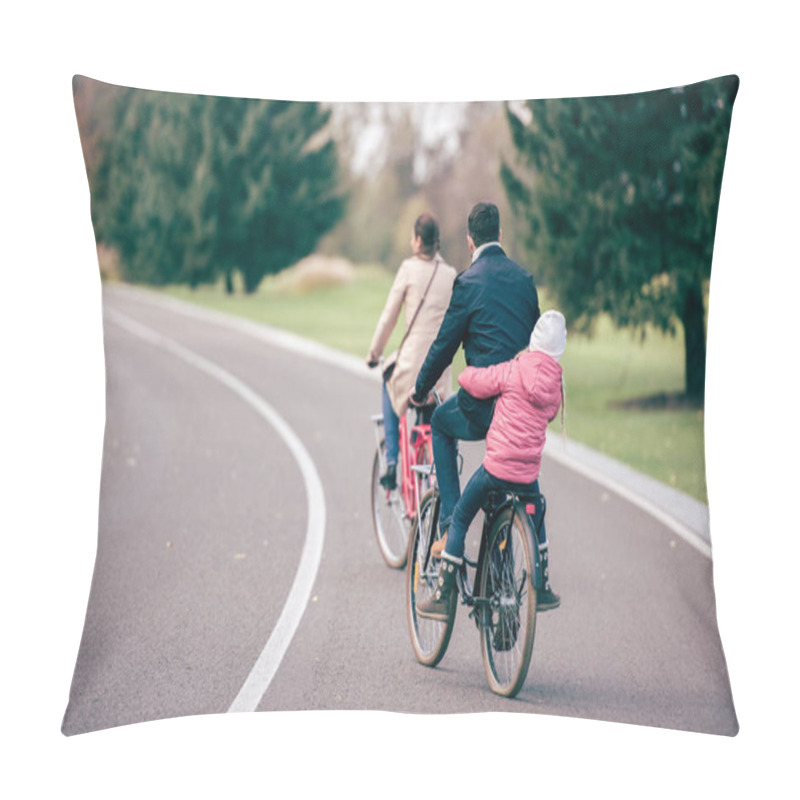 Personality  Family Riding Bicycles In Park Pillow Covers