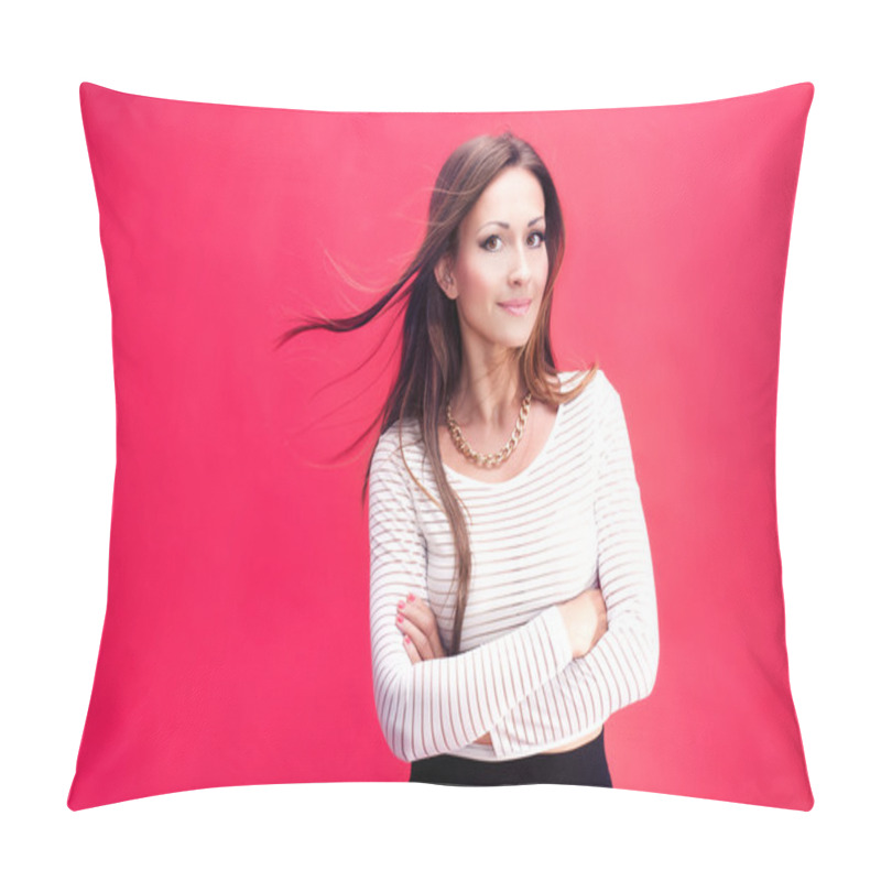 Personality  Attractive Brunette Woman Posing Pillow Covers