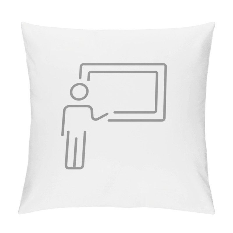 Personality  Professor Pointing At Blackboard Line Icon. Pillow Covers