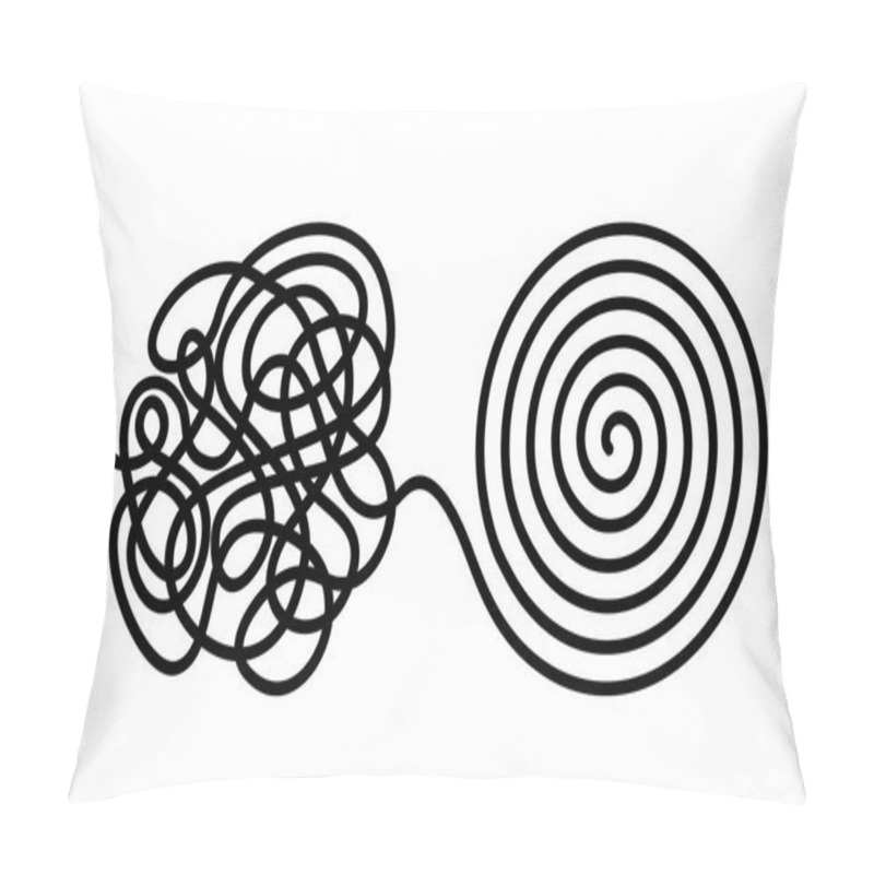 Personality  Chaos And Disorder Turns Into A Formed Even Tangle With One Line. Chaos And Order Theory. Flat Vector Illustration Isolated Pillow Covers