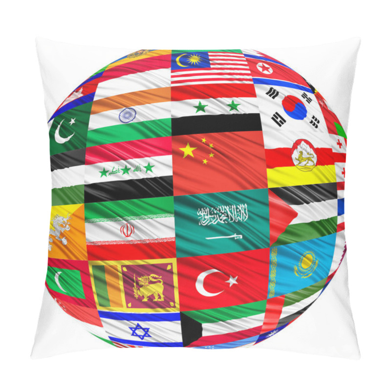 Personality  Collage Of The Flags Of Asian Countries Pillow Covers