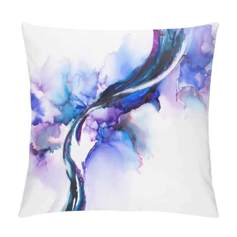 Personality  Abstract Fluid Art. Alcohol Ink On Canvas. Blue, Purple, And Gol Pillow Covers