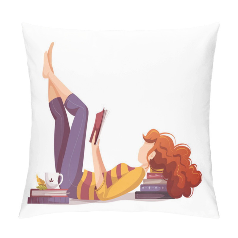 Personality  Women With Books. Bookstore, Bookshop, Library, Book Lover, Reading, Education Concept. Isolated Vector Illustration For Poster, Banner, Website. Pillow Covers