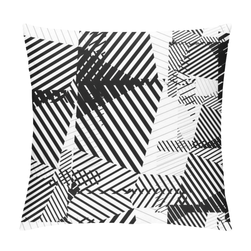 Personality  Black And White Seamless Pattern With Parallel Lines And Geometr Pillow Covers