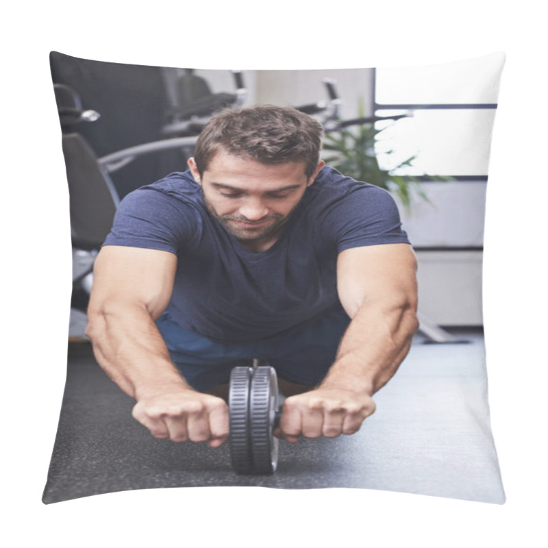 Personality  Man Performing Ab Wheel Crunches Pillow Covers