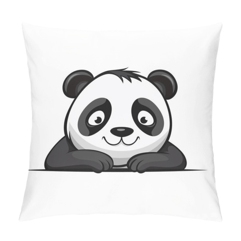 Personality  Cute Smiling Cartoon Panda, Vector Illustration. Pillow Covers