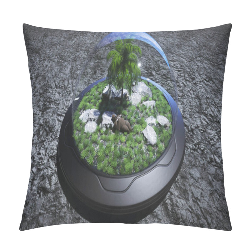 Personality  Gorilla Idle On The Moon Oasis. 3d Rendering. Pillow Covers