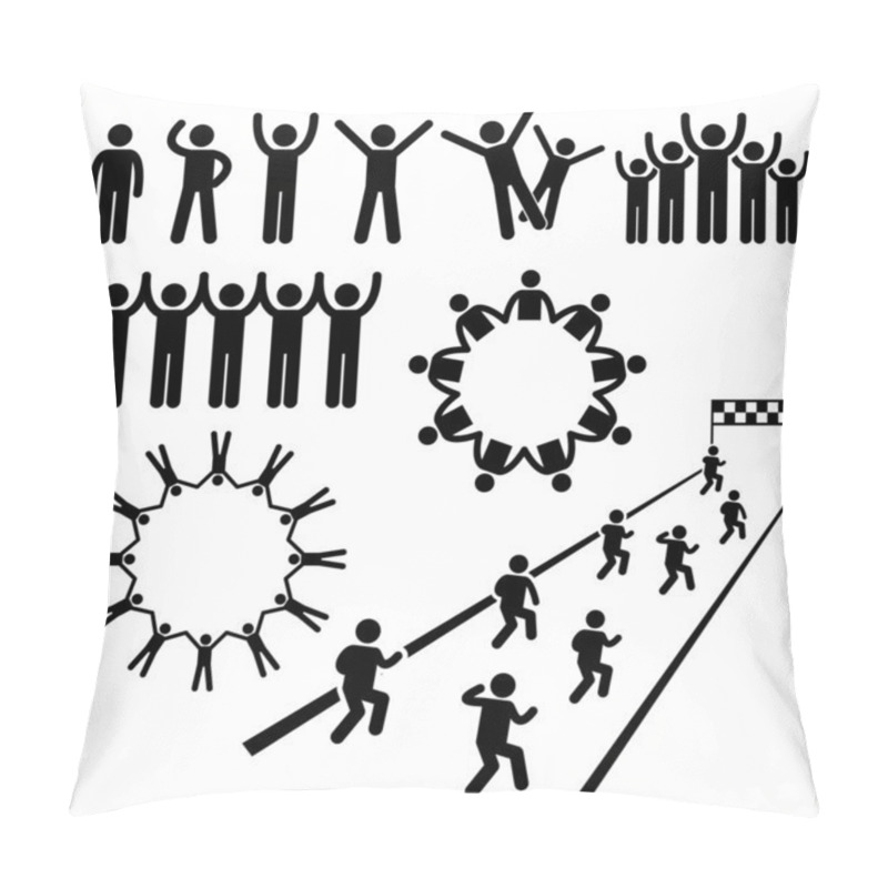 Personality  People Community Welfare Stick Figure Pictogram Icons Pillow Covers