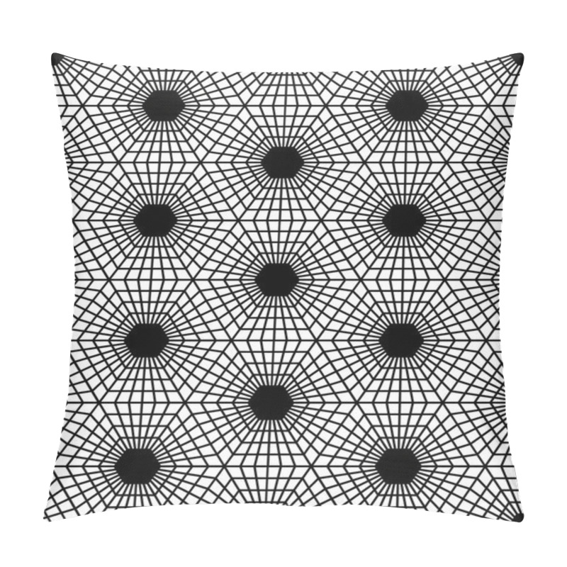 Personality  Vector Modern Seamless  Sacred Geometry Pattern Hexagon, Black And White Abstract Geometric Background, Pillow Print, Monochrome Retro Texture, Hipster Fashion Design Pillow Covers