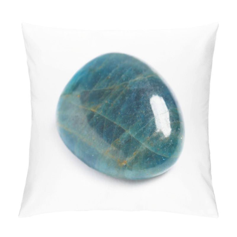 Personality  Beautiful Blue Apatite Gemstone On White Background Pillow Covers