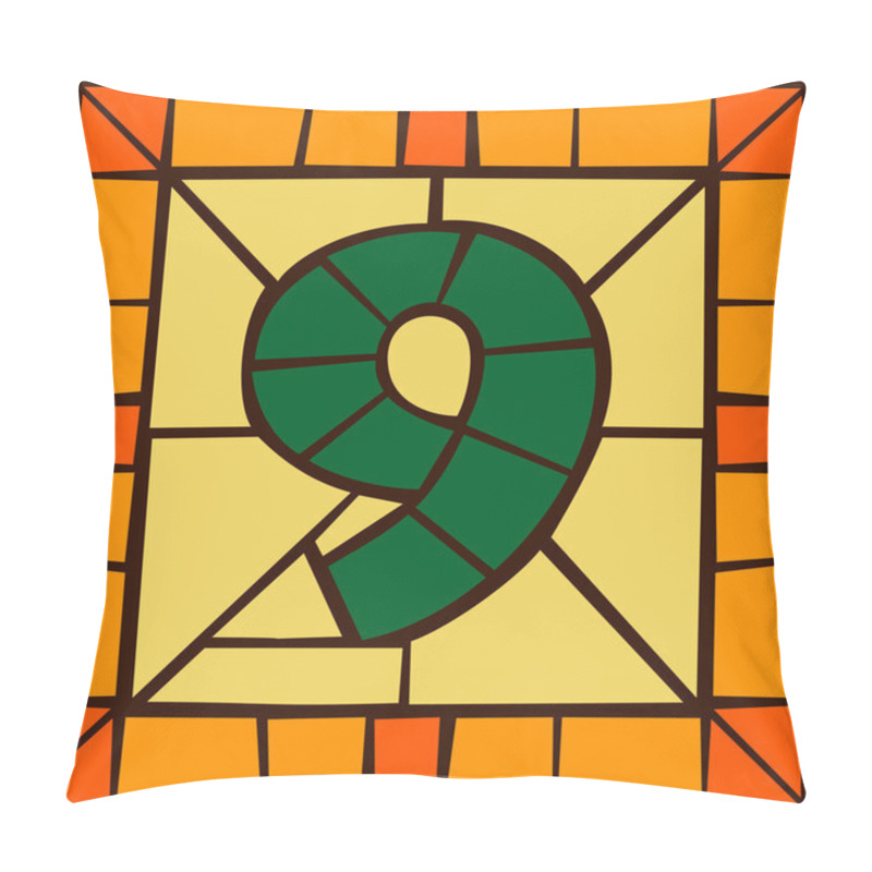 Personality  9 - Mosaic Numbers, Stained Glass Window Pillow Covers