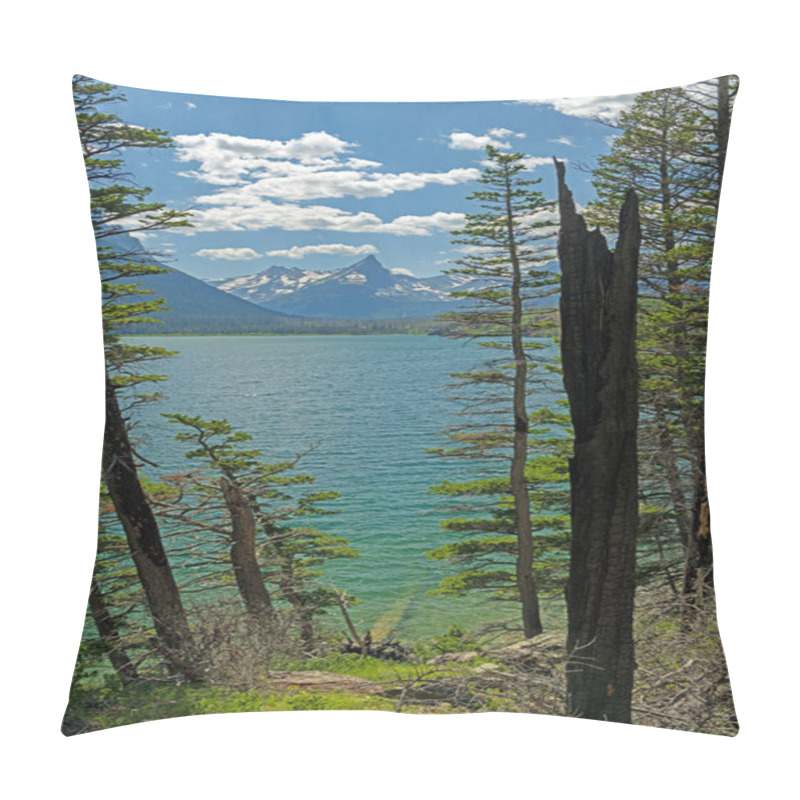 Personality  Alpine Mountains And Lake Framed By The Trees In Glacier National Park In Montana Pillow Covers