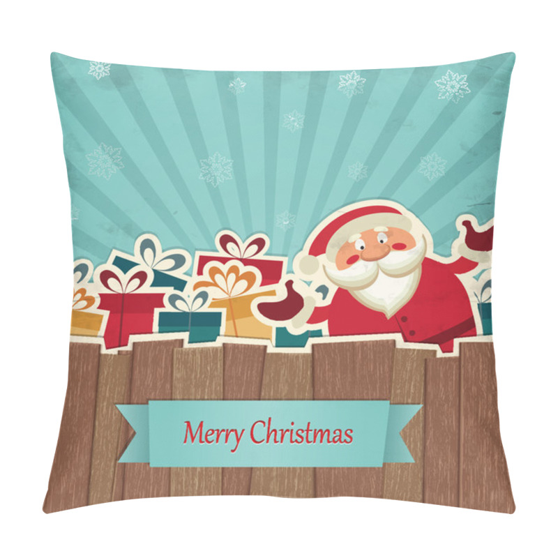 Personality  Retro Christmas Background With Santa Claus Pillow Covers