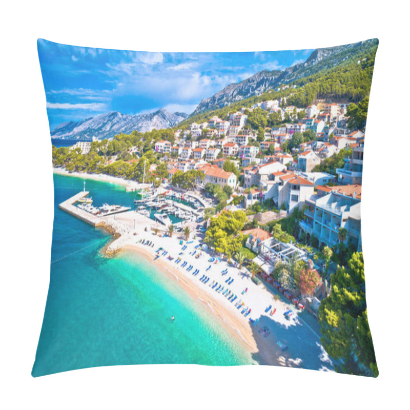 Personality  Aerial View Of Brela Beach And Waterfront On Makarska Riviera, Dalmatia Region Of Croatia Pillow Covers