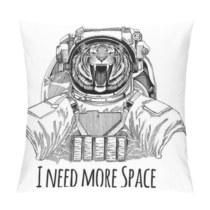 Personality  Wild Tiger Wearing Space Suit Wild Animal Astronaut Spaceman Galaxy Exploration Hand Drawn Illustration For T-shirt Pillow Covers