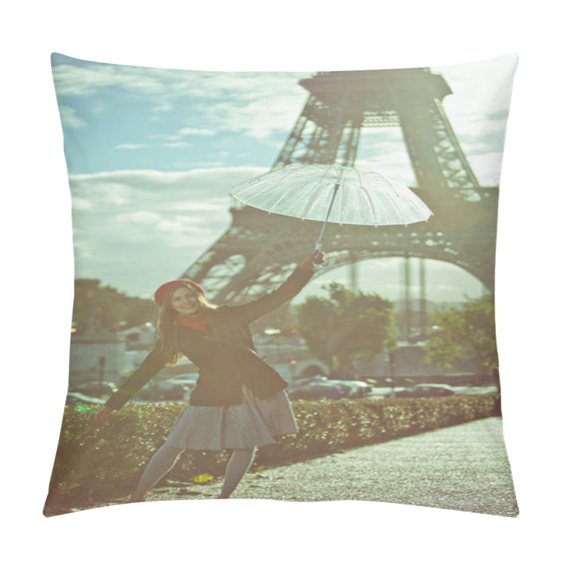 Personality  Fashion Woman In Romantic City. French Fashion Pillow Covers